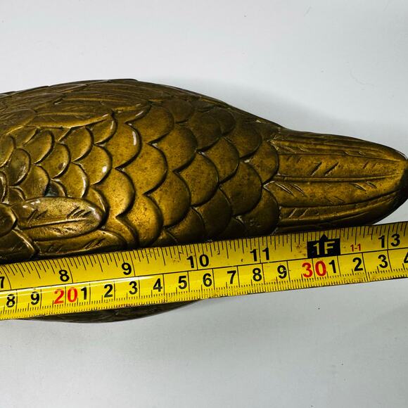 Vintage Ornate Large Brass Full Size Duck Decoy Statue Door Stop Figurine 13” - Picture 4 of 6